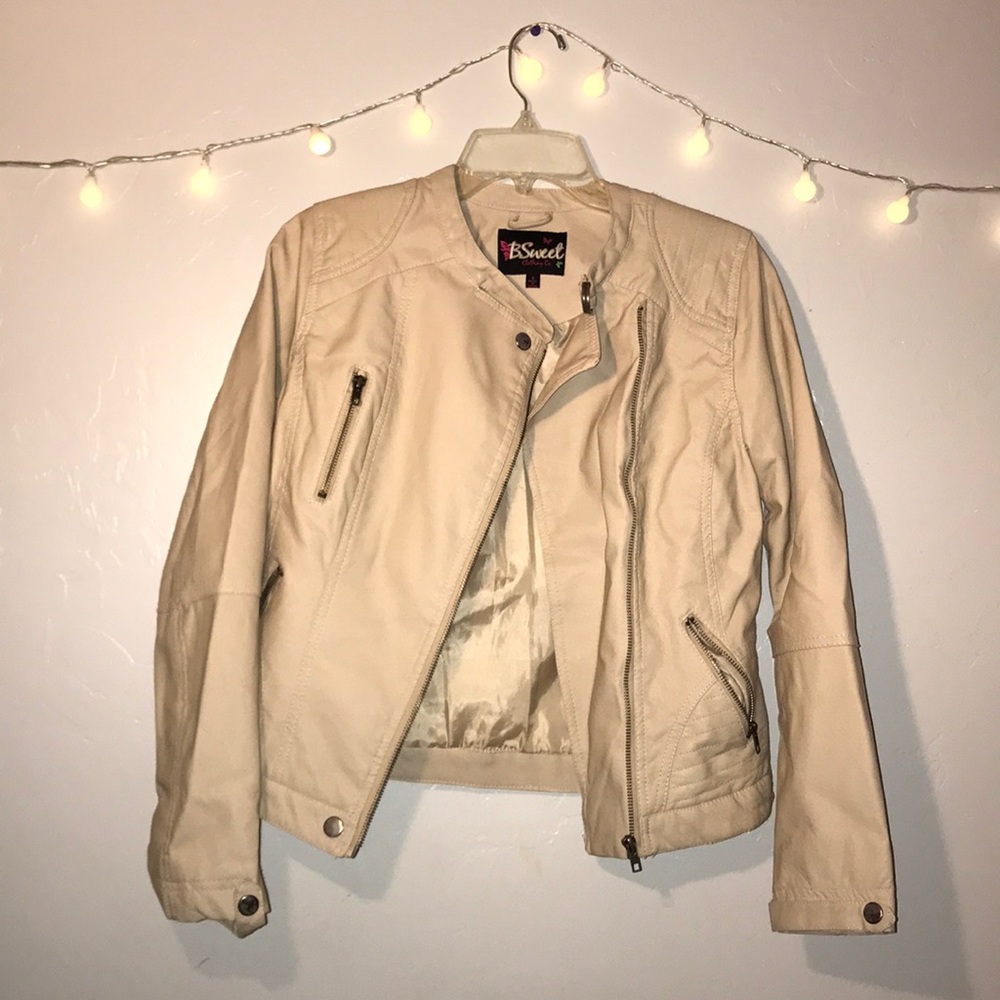 Beige leather jacket